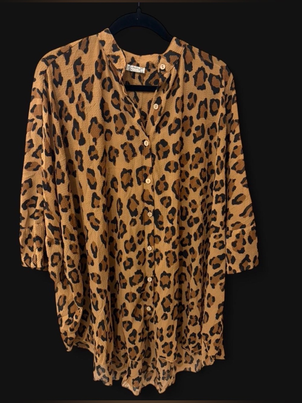 FP ‘Wake Up’ Intimately Leopard Print Brown Satin Sleep Shirt - Picture 2 of 4
